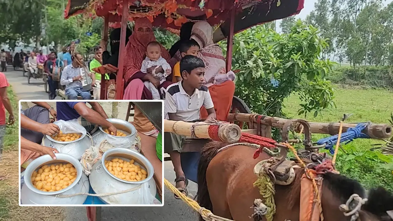১২ বছর পর নাতির জন্ম, ঘোড়ার গাড়ি নিয়ে মিষ্টি বিতরণ করলেন নানা