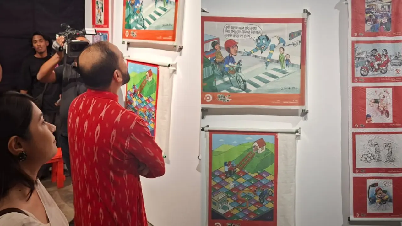 কার্টুনে সড়ক নিরাপত্তার বার্তা, ব্যতিক্রমী উদ্যোগ পাঠাওয়ের