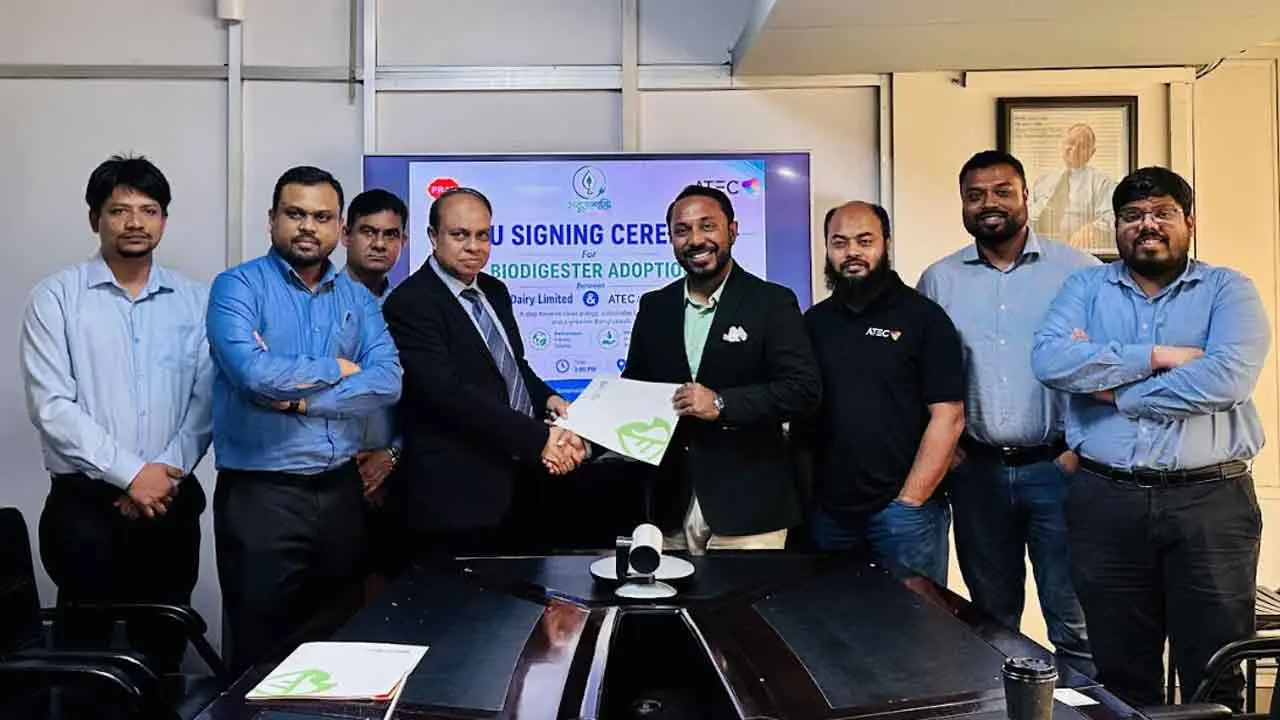 বায়োগ্যাস প্রযুক্তি সম্প্রসারণে একসঙ্গে কাজ করবে প্রাণ ডেইরি ও এটিইসি