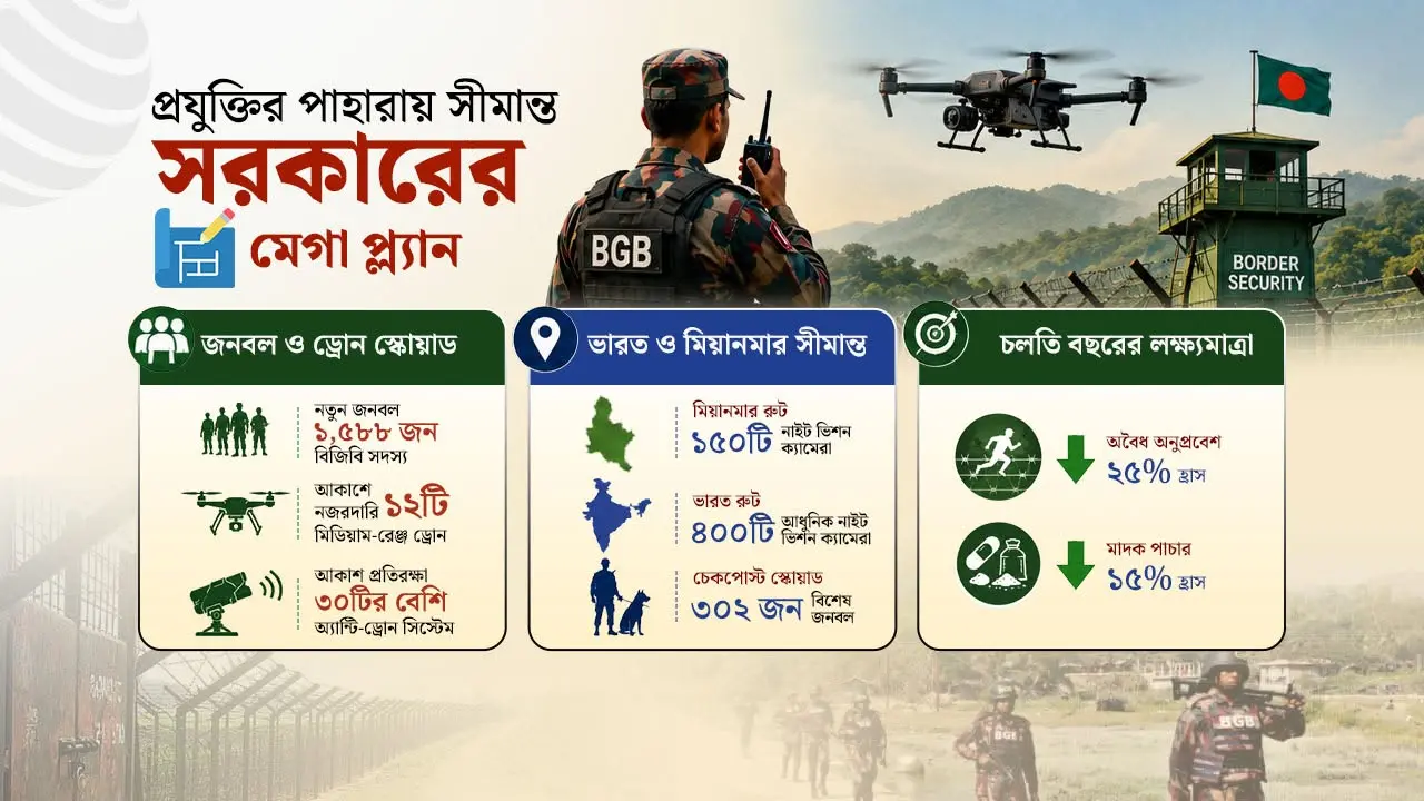 পাখির চোখে সীমান্ত পাহারার ছক, কঠোর নজরদারি বাড়াচ্ছে সরকার