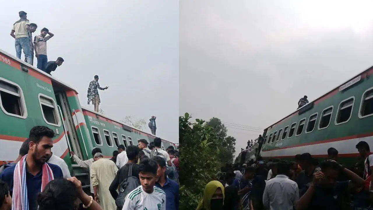 সান্তাহারে হাজারো যাত্রী নিয়ে দুর্ঘটনার কবলে নীলসাগর এক্সপ্রেস