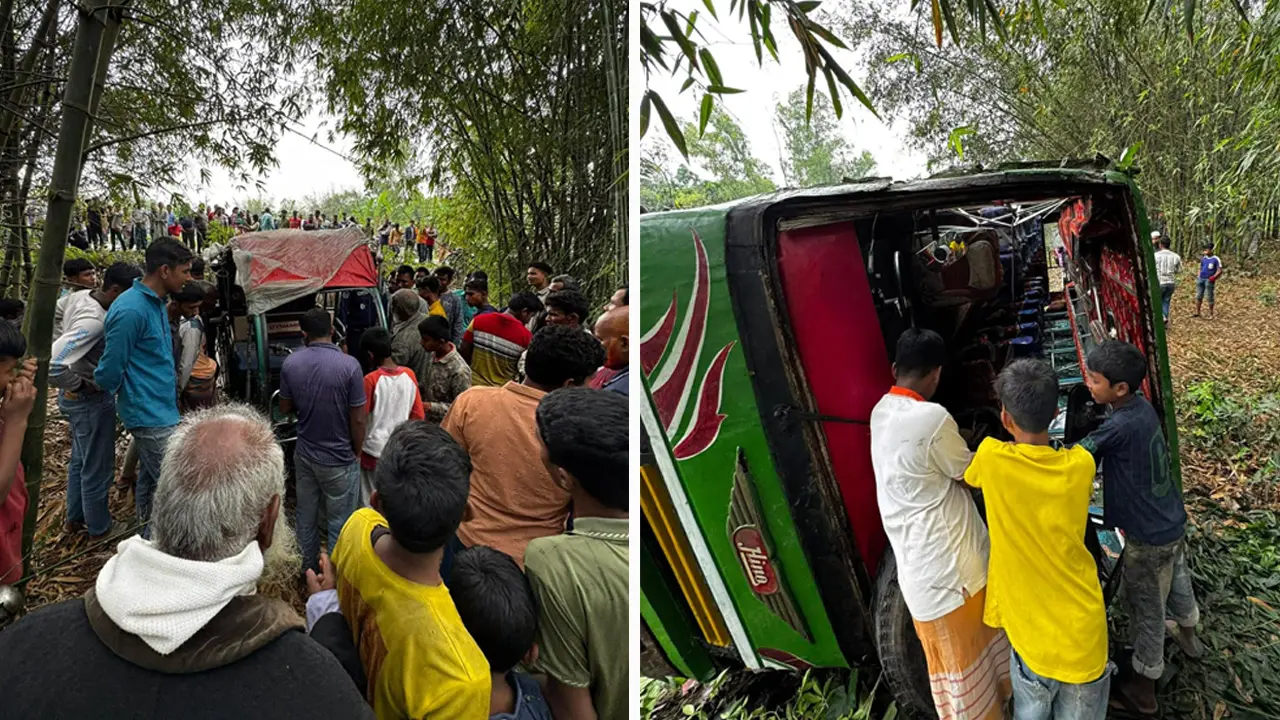 নীলফামারীতে বাস-ট্রাক-অটোরিকশার ত্রিমুখী সংঘর্ষ