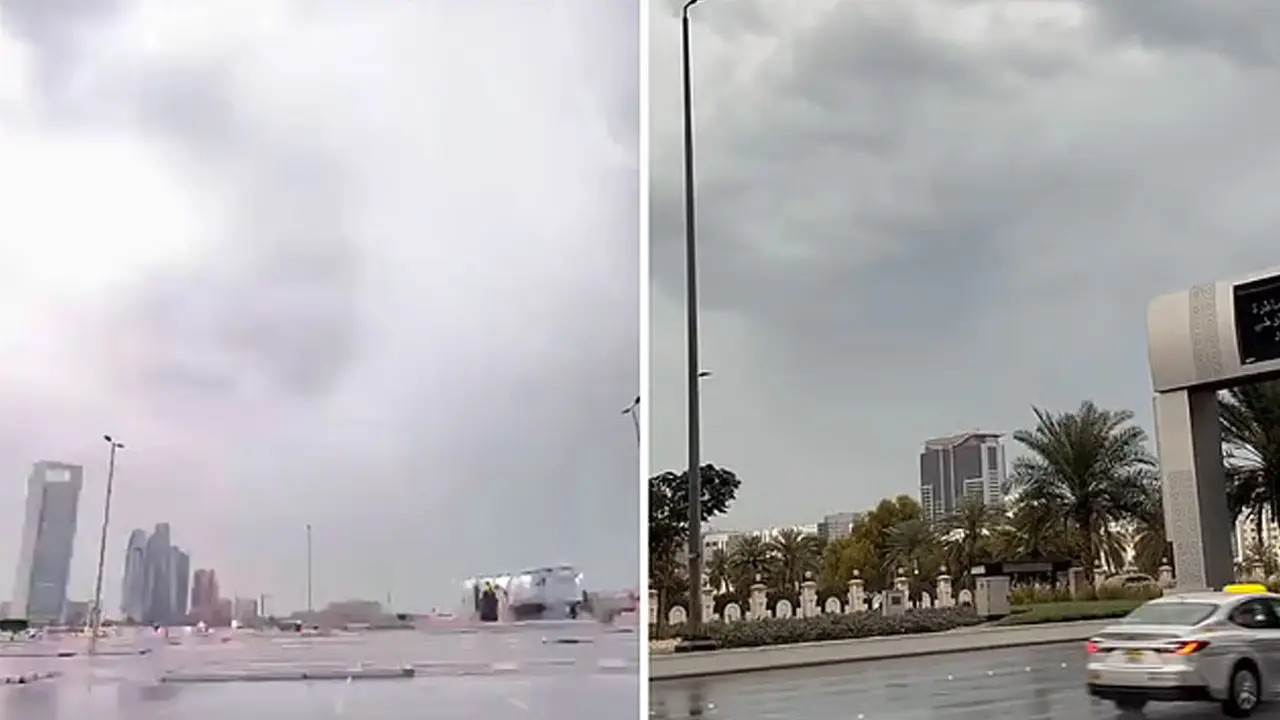 আবুধাবিতে ব্যাপক বৃষ্টি ও বজ্রপাত