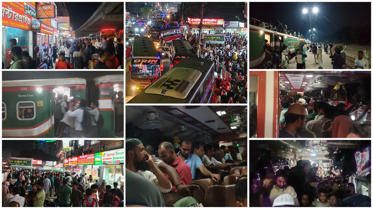 মন্ত্রীর স্বস্তির আশ্বাস, বাস্তবে বাস-ট্রেনে চরম ভোগান্তি