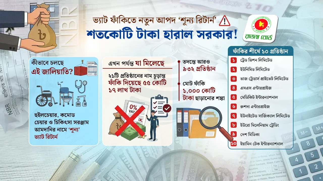 ভ্যাট ফাঁকির নতুন কৌশল ‘শূন্য রিটার্ন’, গোয়েন্দা জালে ৯৫৩ প্রতিষ্ঠান