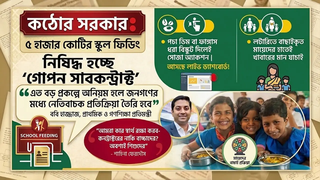 পচা-বাসি খাবার দিলেই ‘পেমেন্ট লক’, স্কুল ফিডিংয়ে ‘থ্রি-স্ট্রাইক’ নীতি!