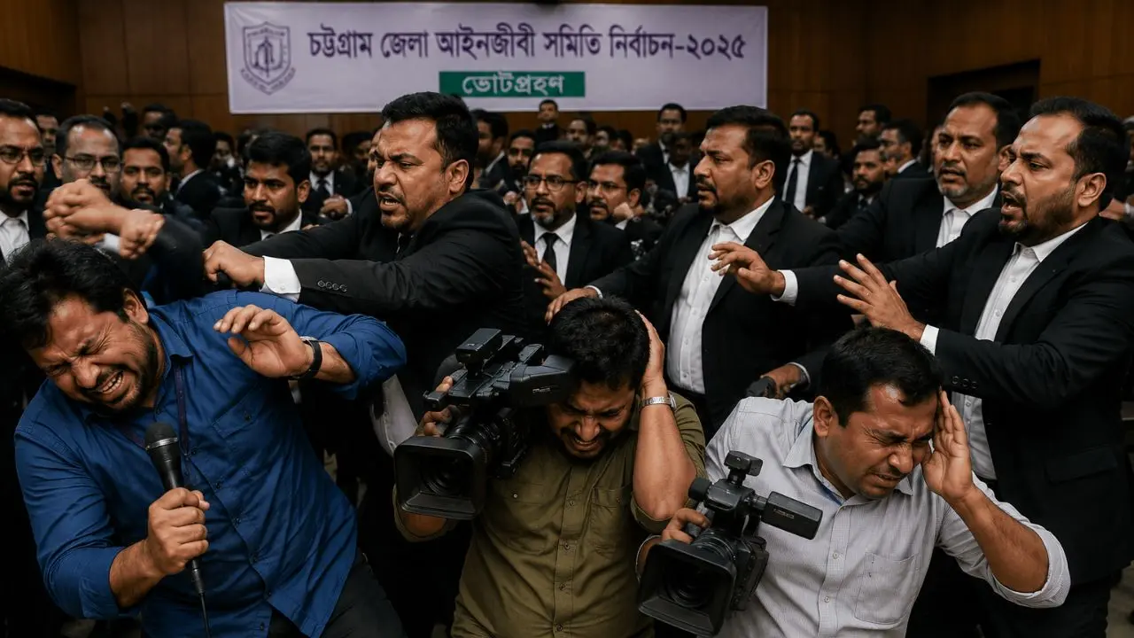 চট্টগ্রাম আদালতে ৩ টিভি সাংবাদিকের ওপর হামলা