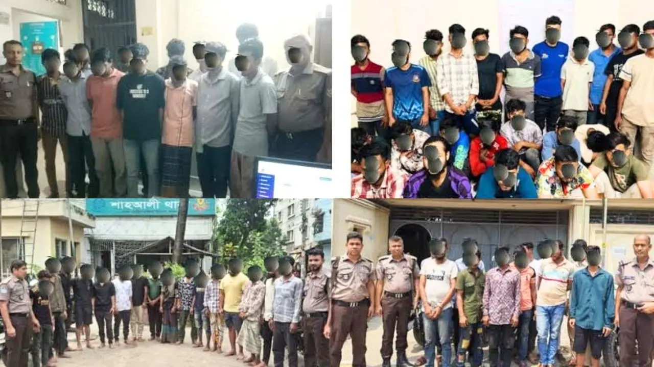 মিরপুরে কিশোর গ্যাং সদস্যসহ বিভিন্ন অপরাধের অভিযোগে গ্রেপ্তার ১৭৫
