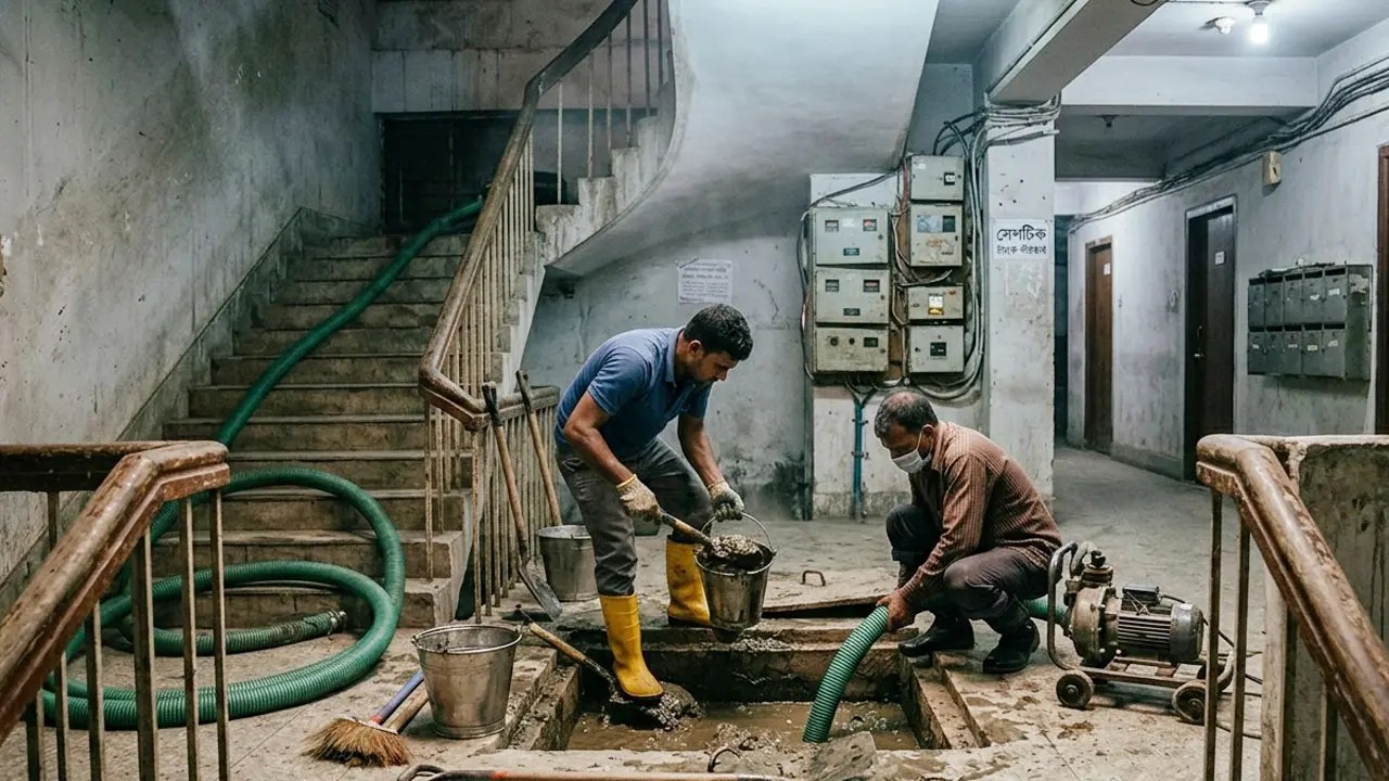 জীবনের ঝুঁকি জেনেও সেপটিক ট্যাংকে নামেন তারা
