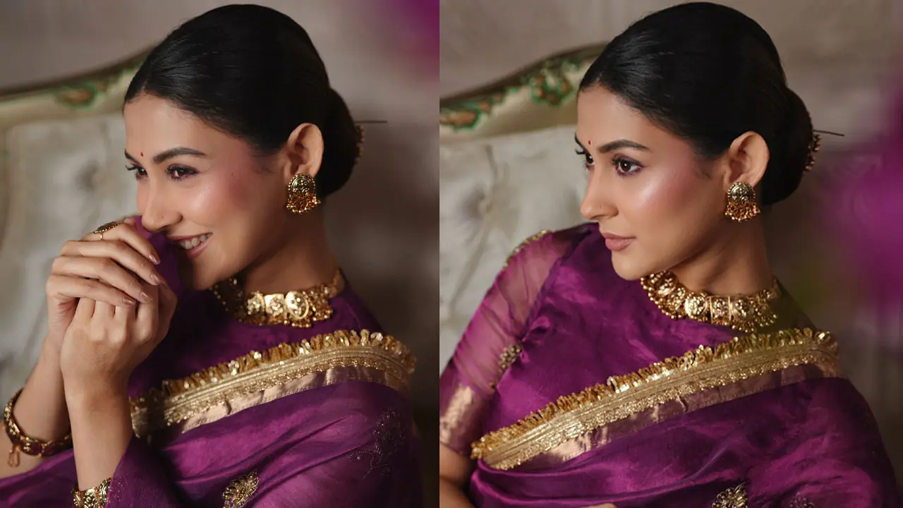 বেগুনি শাড়িতে মেহজাবীনের রাজকীয় সাজ