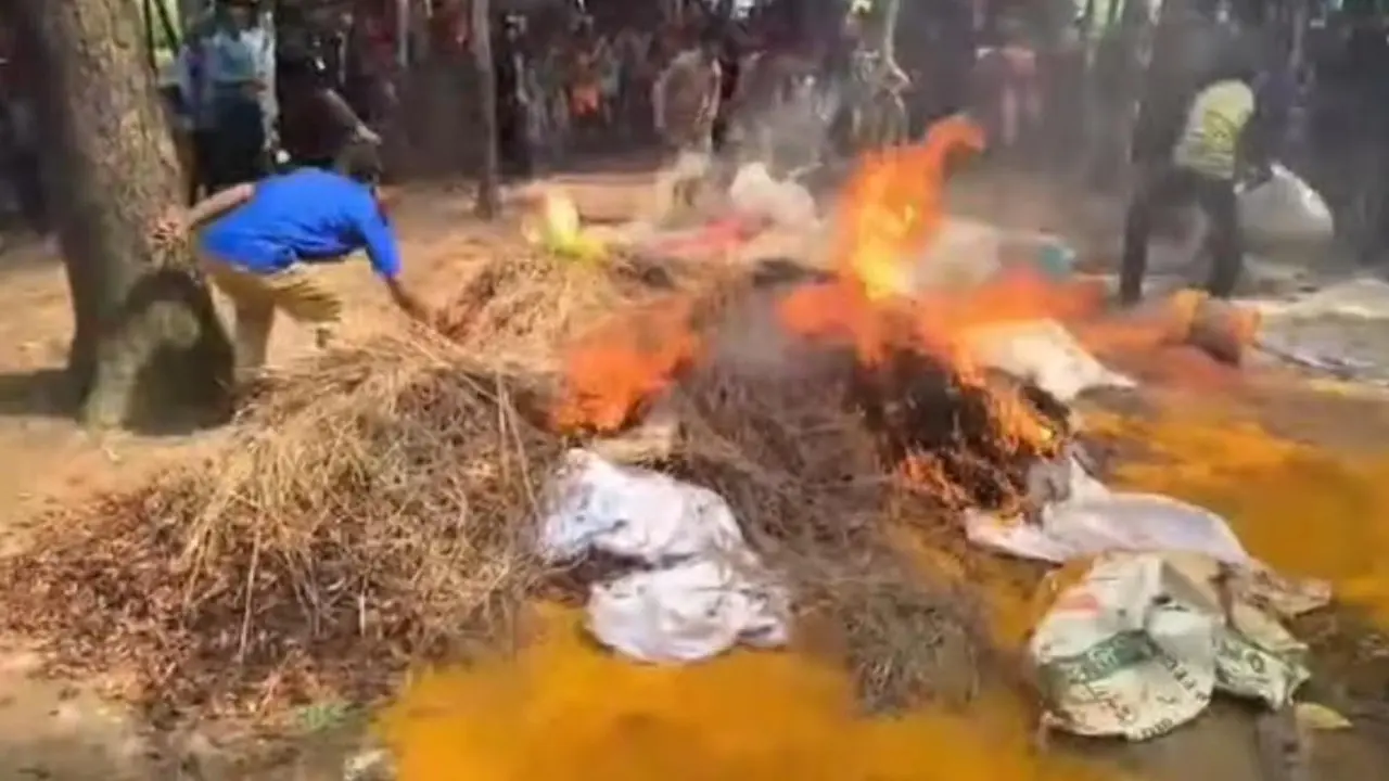 গাইবান্ধায় ৬০ মণ ভেজাল হলুদ-মরিচের গুড়া পুড়িয়ে ধ্বংস, জরিমানা দেড় লাখ