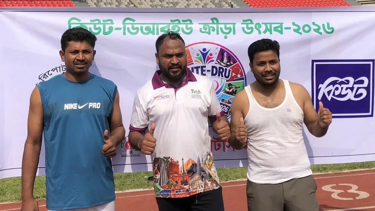 কিউট-ডিআরইউ’র অ্যাথলেটিক্স ১০০ মিটারে তৃতীয় ঢাকা পোস্টের শাহাদাত হোসেন
