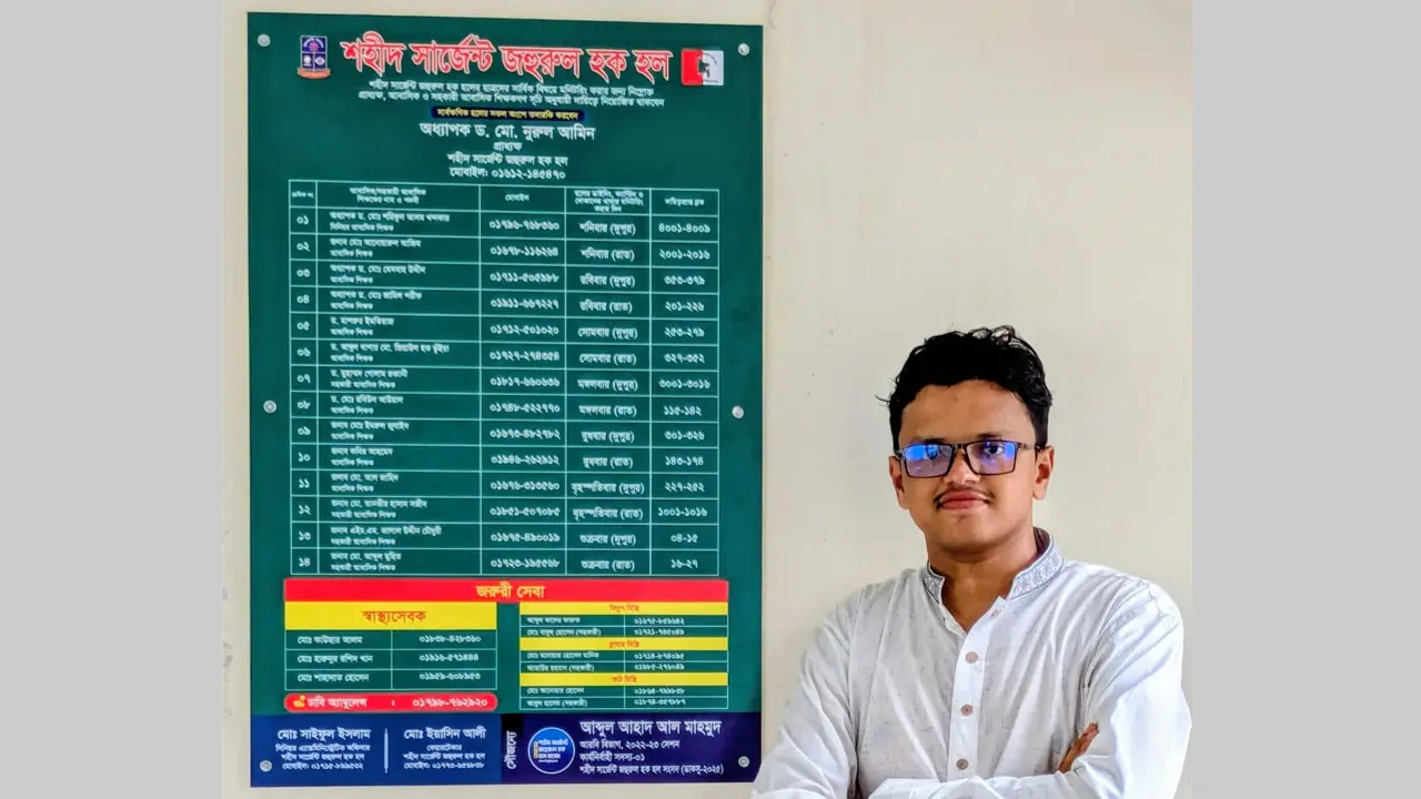ঢাবির জহুরুল হক হলে ‘কল ডিরেক্টরি’ বোর্ড স্থাপন