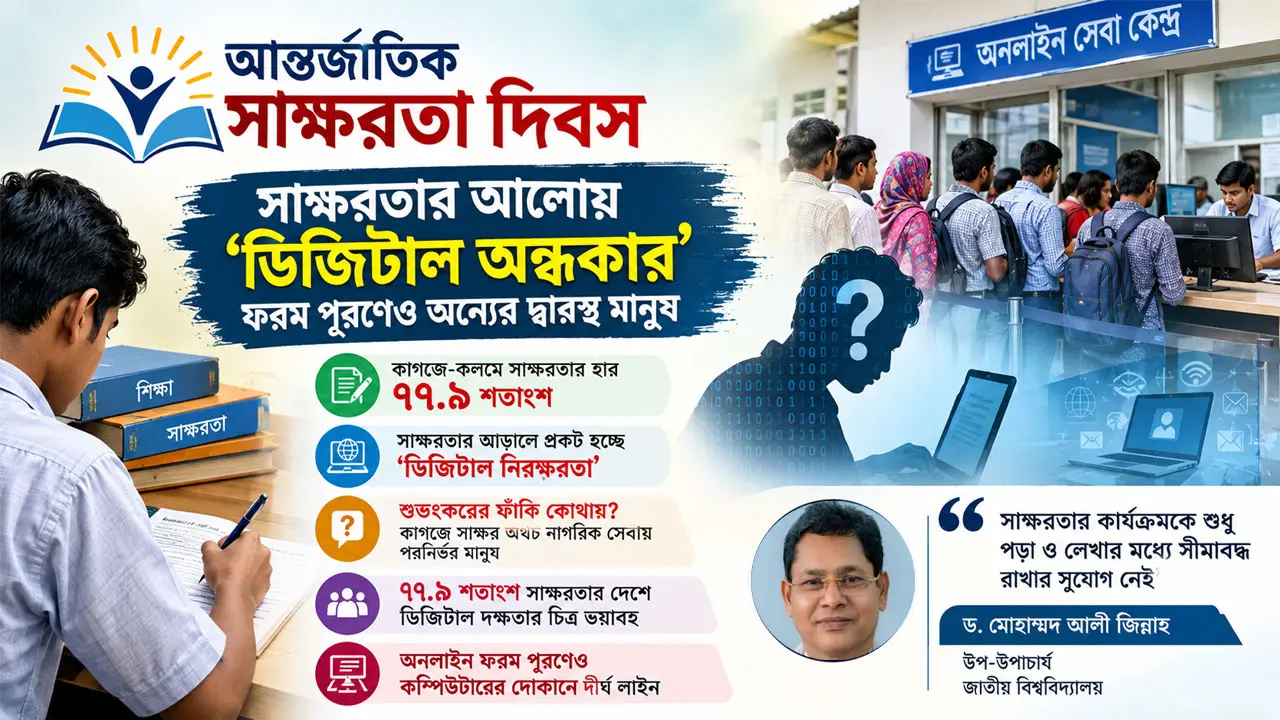 সাক্ষরতার আলোয় ‘ডিজিটাল অন্ধকার’, ফরম পূরণেও অন্যের দ্বারস্থ মানুষ