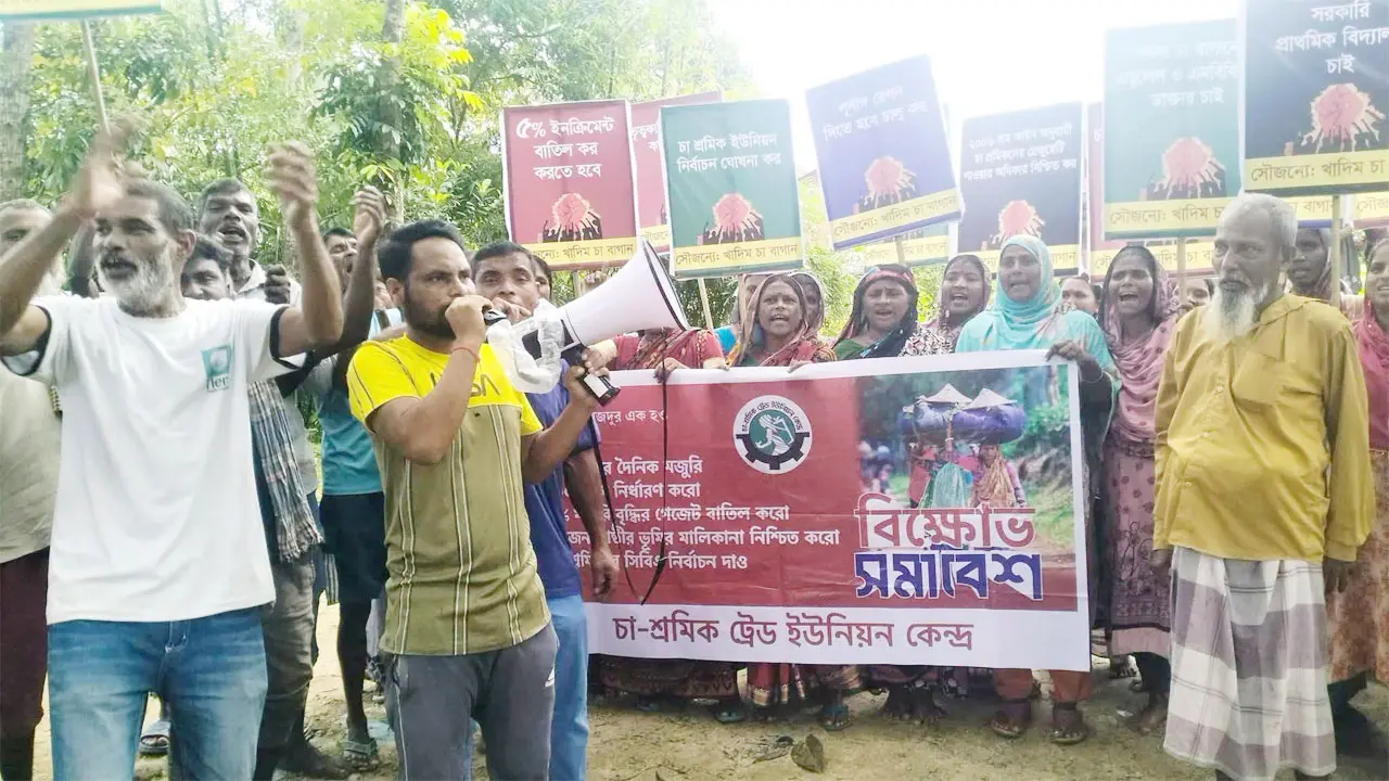 মৌলভীবাজারে আন্দোলনরত চা-শ্রমিকদের ওপর হামলা, আহতদের বিরুদ্ধেই মামলা